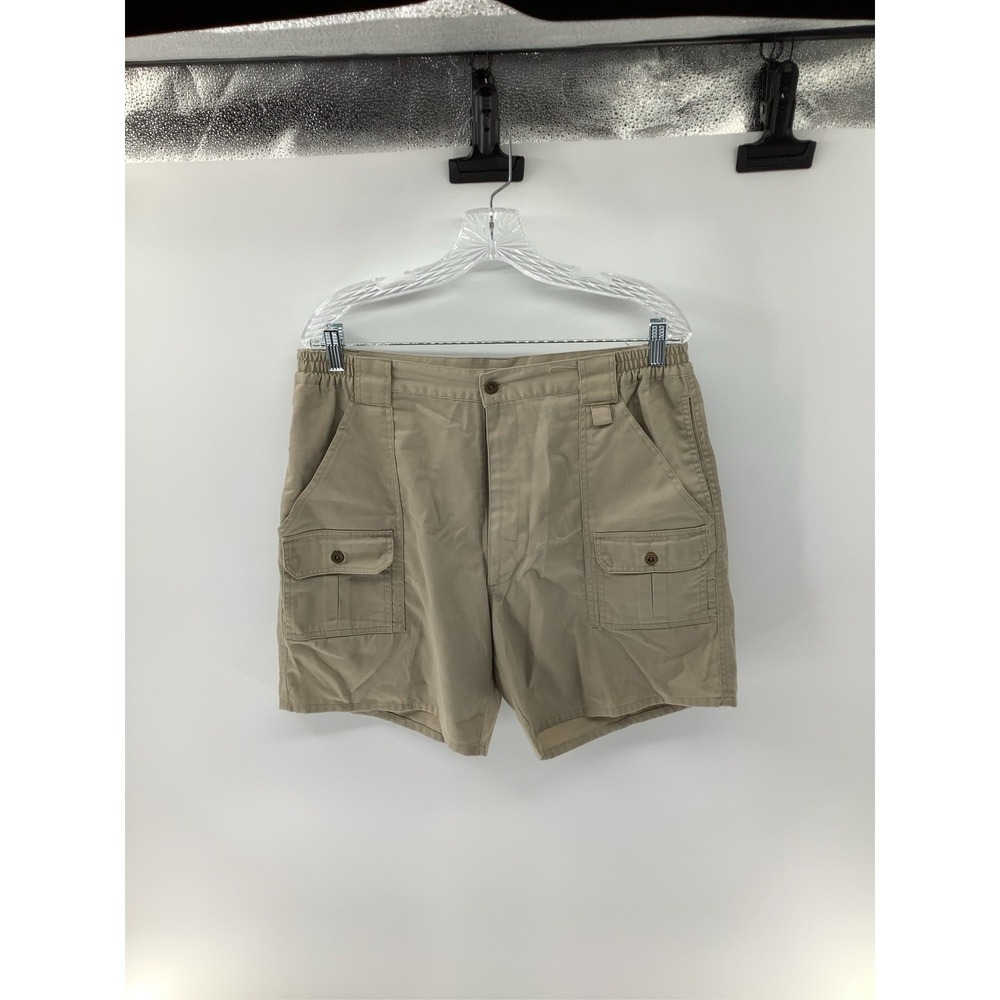 Haband Mens Cargo Shorts Khaki Tan Elastic Waist Multi Pocket Style 043 Size 36